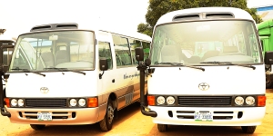 The Coaster buses purchased for the elderly at The SCOAN.